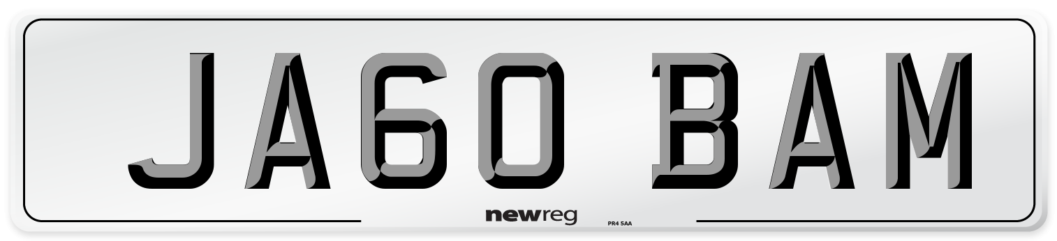 JA60 BAM Number Plate from New Reg